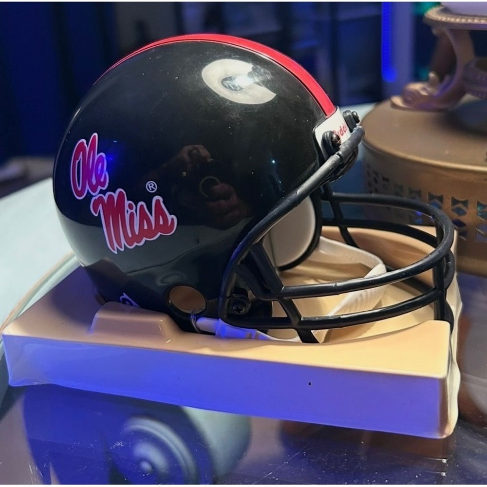 Riddell Ole Miss Rebels Mini Football Helmet Black Red Stripe NCAA Collectible